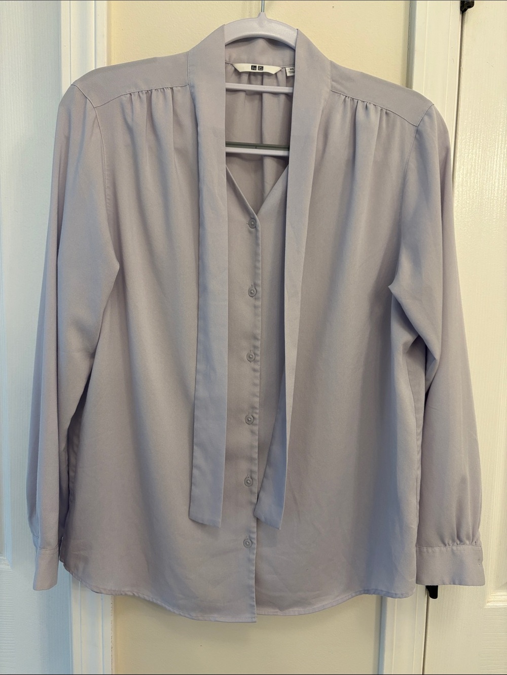 Uniqlo Soft Purple Tie-Neck Blouse